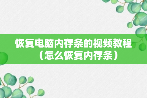 恢复电脑内存条的视频教程（怎么恢复内存条）