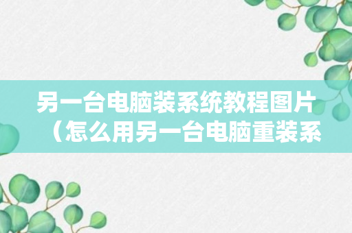 另一台电脑装系统教程图片（怎么用另一台电脑重装系统）