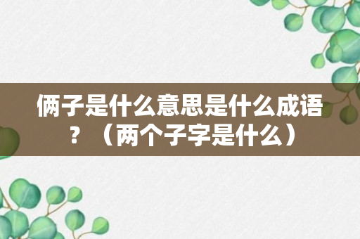 俩子是什么意思是什么成语？（两个子字是什么）