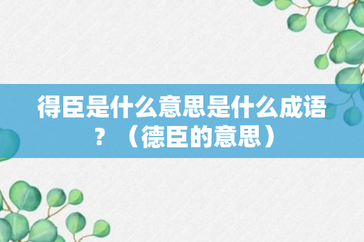 得臣是什么意思是什么成语？（德臣的意思）