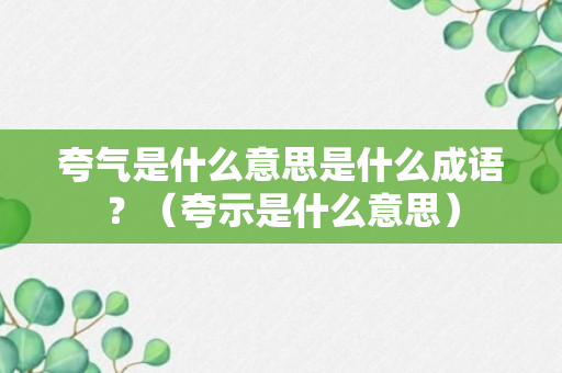 夸气是什么意思是什么成语？（夸示是什么意思）