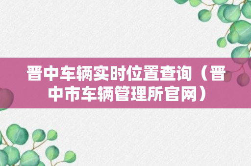 晋中车辆实时位置查询（晋中市车辆管理所官网）