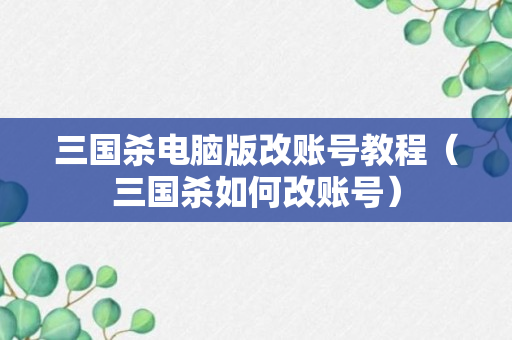 三国杀电脑版改账号教程（三国杀如何改账号）