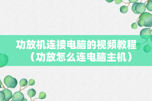 功放机连接电脑的视频教程（功放怎么连电脑主机）