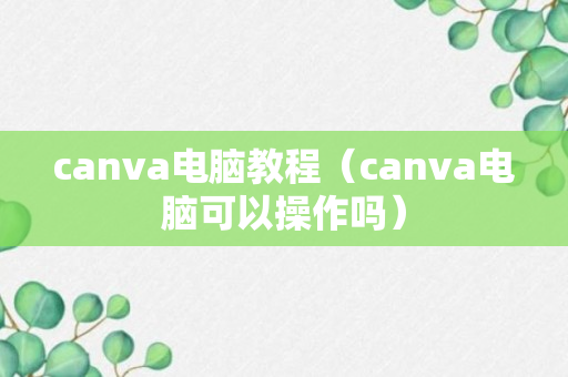 canva电脑教程（canva电脑可以操作吗）