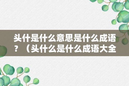 头什是什么意思是什么成语？（头什么是什么成语大全）