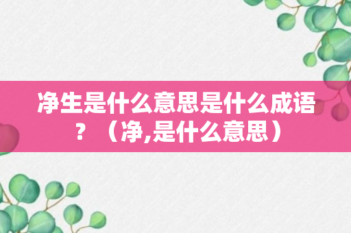 净生是什么意思是什么成语？（净,是什么意思）