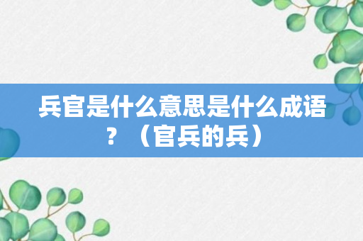 兵官是什么意思是什么成语？（官兵的兵）