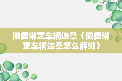 微信绑定车辆违章（微信绑定车辆违章怎么解绑）