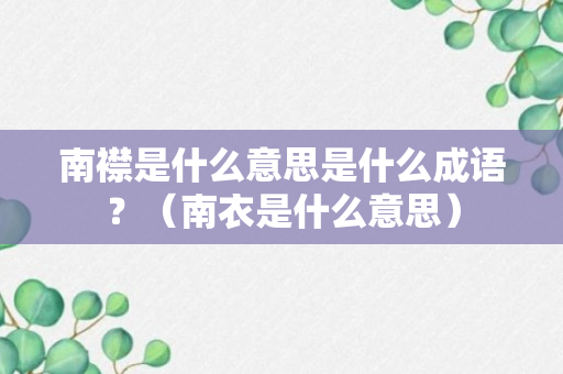 南襟是什么意思是什么成语？（南衣是什么意思）