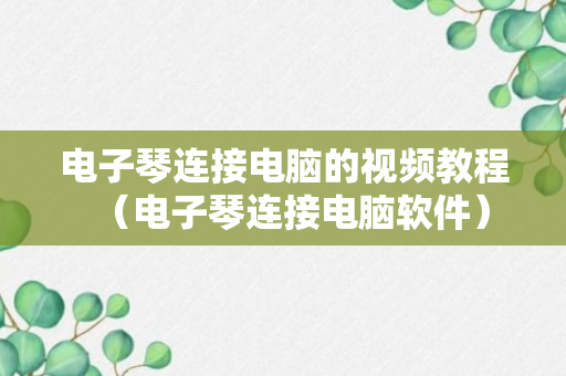 电子琴连接电脑的视频教程（电子琴连接电脑软件）