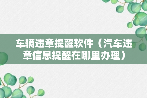 车辆违章提醒软件（汽车违章信息提醒在哪里办理）