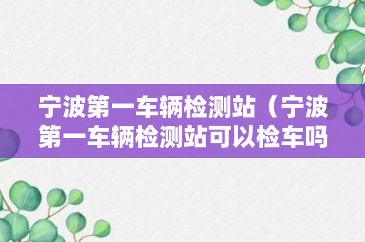 宁波第一车辆检测站（宁波第一车辆检测站可以检车吗）