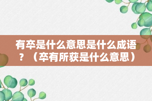 有卒是什么意思是什么成语？（卒有所获是什么意思）