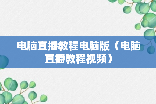 电脑直播教程电脑版（电脑直播教程视频）