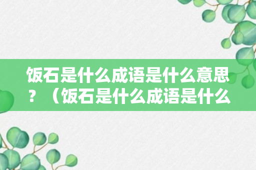 饭石是什么成语是什么意思？（饭石是什么成语是什么意思呀）