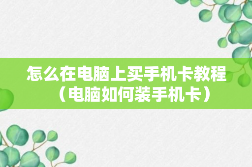 怎么在电脑上买手机卡教程（电脑如何装手机卡）