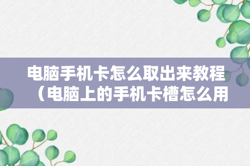 电脑手机卡怎么取出来教程（电脑上的手机卡槽怎么用）