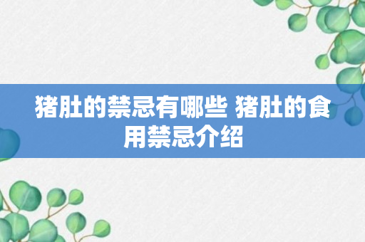 猪肚的禁忌有哪些 猪肚的食用禁忌介绍