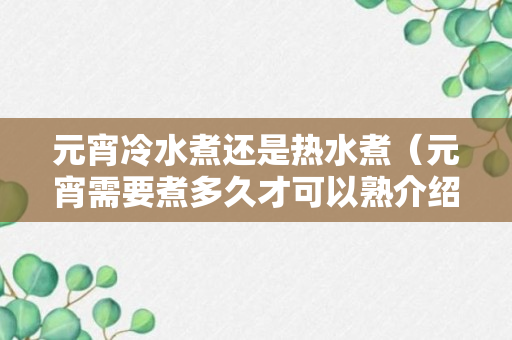 元宵冷水煮还是热水煮（元宵需要煮多久才可以熟介绍）