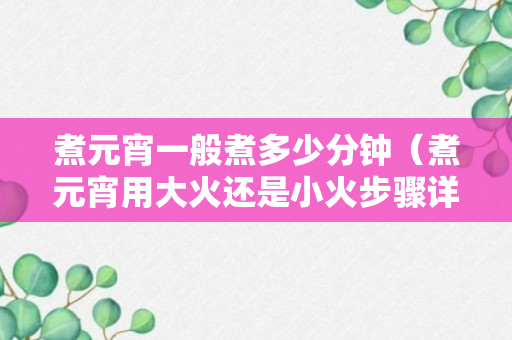 煮元宵一般煮多少分钟（煮元宵用大火还是小火步骤详解）