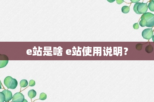 e站是啥 e站使用说明？