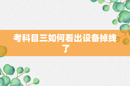 考科目三如何看出设备掉线了