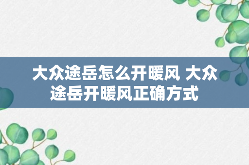 大众途岳怎么开暖风 大众途岳开暖风正确方式