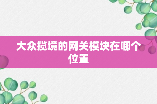 大众揽境的网关模块在哪个位置