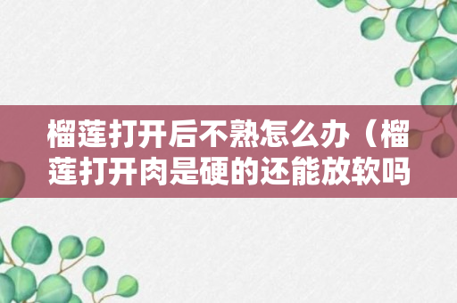 榴莲打开后不熟怎么办（榴莲打开肉是硬的还能放软吗教程）