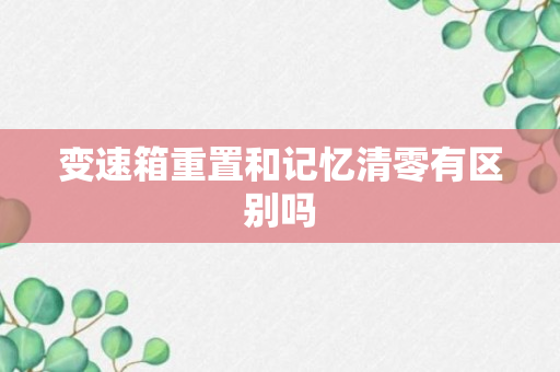 变速箱重置和记忆清零有区别吗