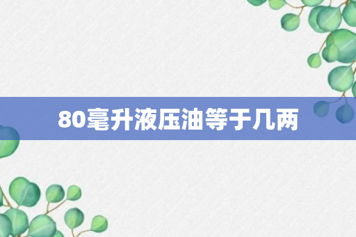 80毫升液压油等于几两