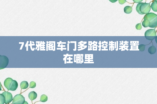 7代雅阁车门多路控制装置在哪里