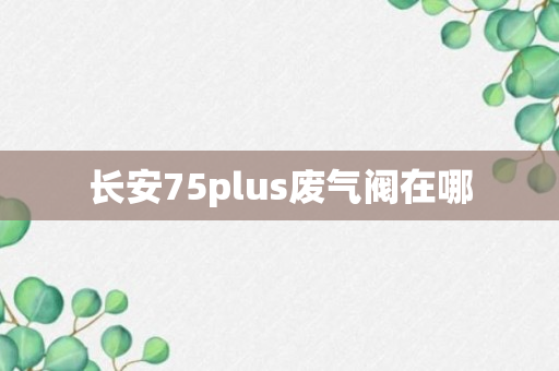 长安75plus废气阀在哪