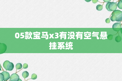 05款宝马x3有没有空气悬挂系统