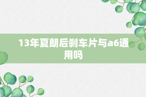 13年夏朗后刹车片与a6通用吗