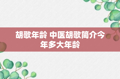 胡歌年龄 中医胡歌简介今年多大年龄