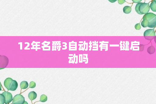 12年名爵3自动挡有一键启动吗