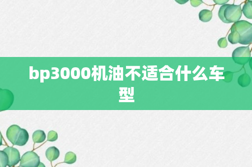 bp3000机油不适合什么车型