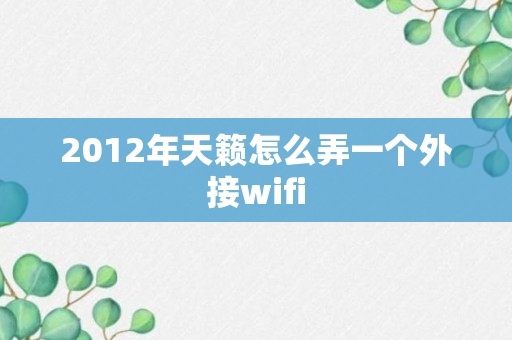 2012年天籁怎么弄一个外接wifi