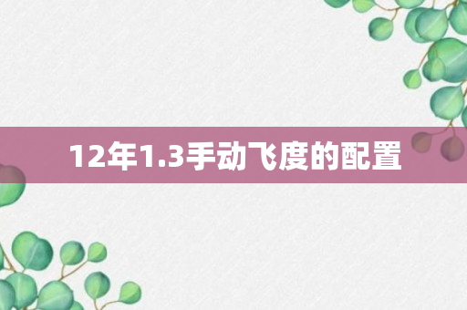 12年1.3手动飞度的配置