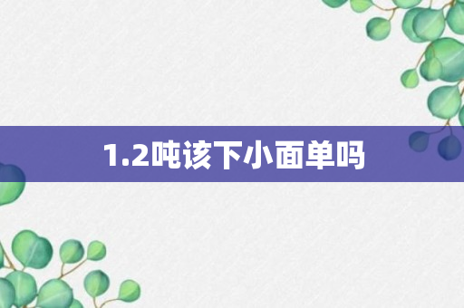 1.2吨该下小面单吗