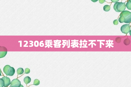 12306乘客列表拉不下来