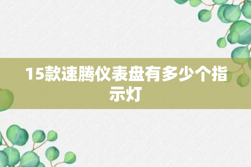 15款速腾仪表盘有多少个指示灯