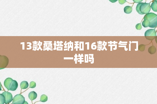 13款桑塔纳和16款节气门一样吗