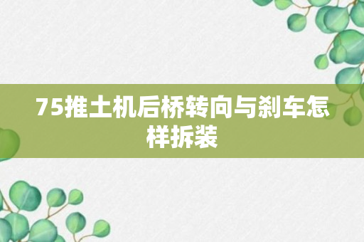 75推土机后桥转向与刹车怎样拆装