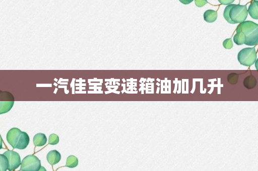 一汽佳宝变速箱油加几升