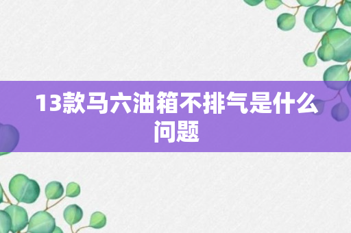 13款马六油箱不排气是什么问题