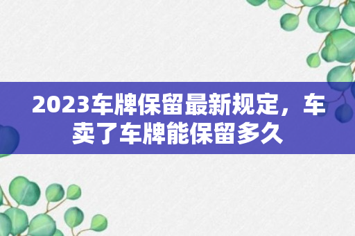 2023车牌保留最新规定，车卖了车牌能保留多久