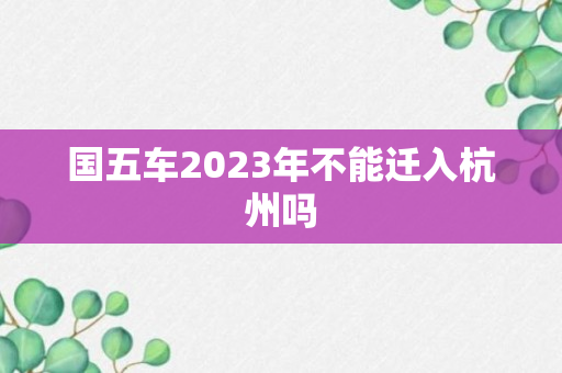 国五车2023年不能迁入杭州吗